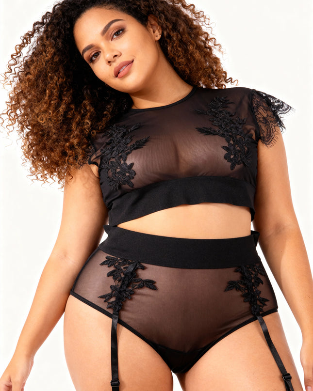 Conjunto de sutiã e calcinha de renda plus size feminino 67