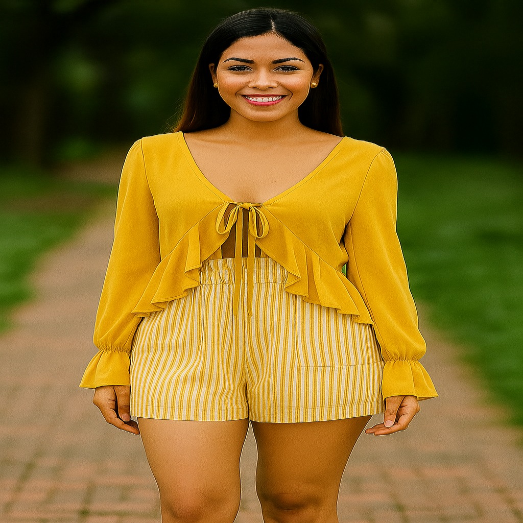 Shorts femininos de cintura alta com elástico e listras combinando 32