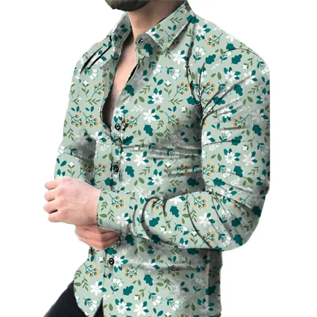 Men's digital print long sleeve shirt