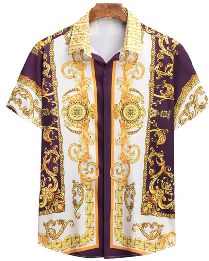 Camisa masculina de manga curta com estampa étnica havaiana 34