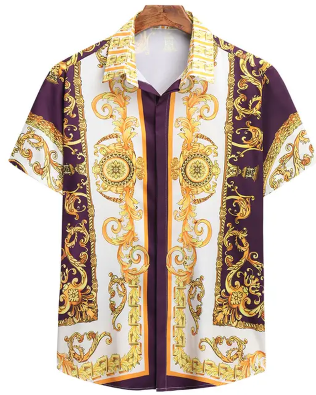 Camisa masculina de manga curta com estampa étnica havaiana 34