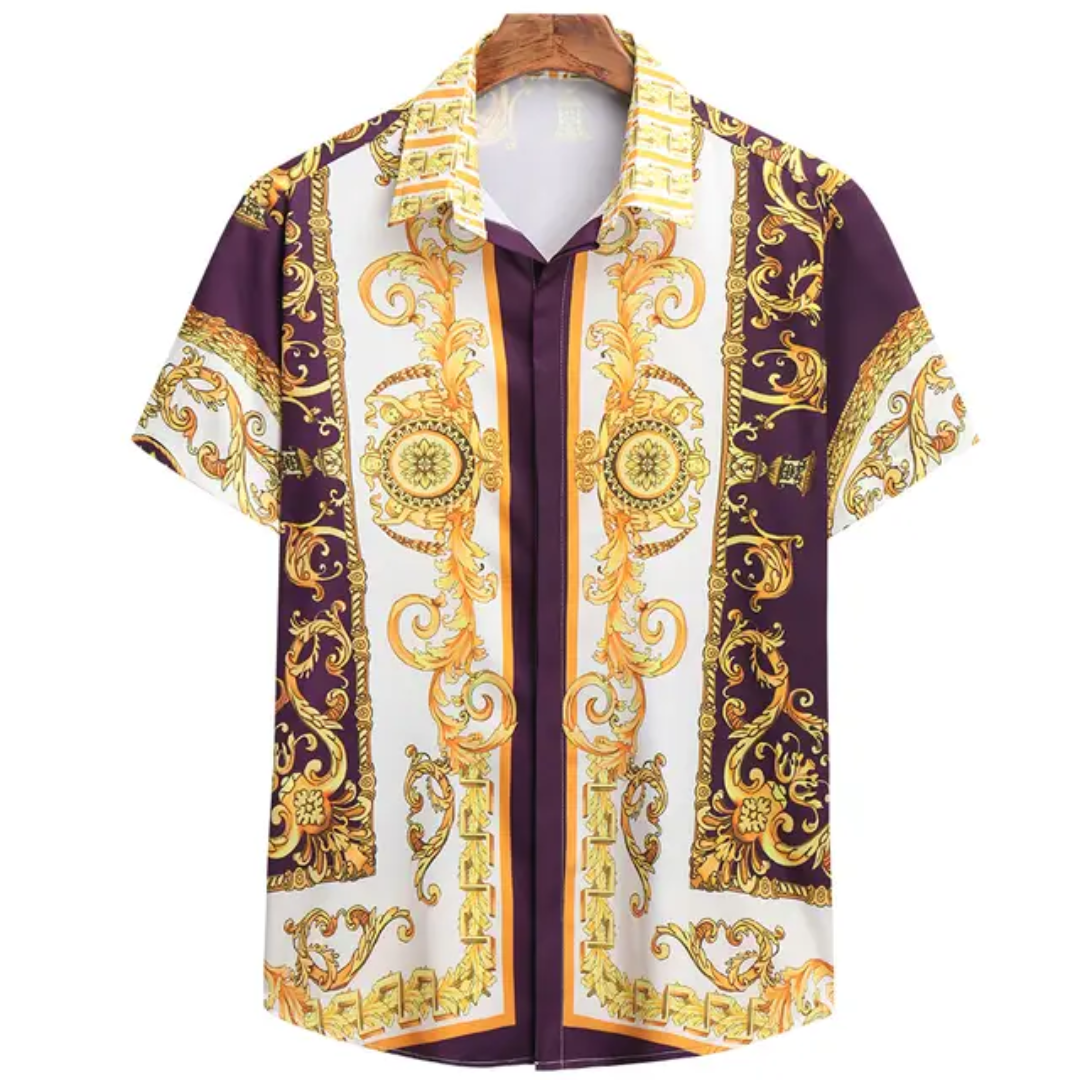 Camisa masculina de manga curta com estampa étnica havaiana 34