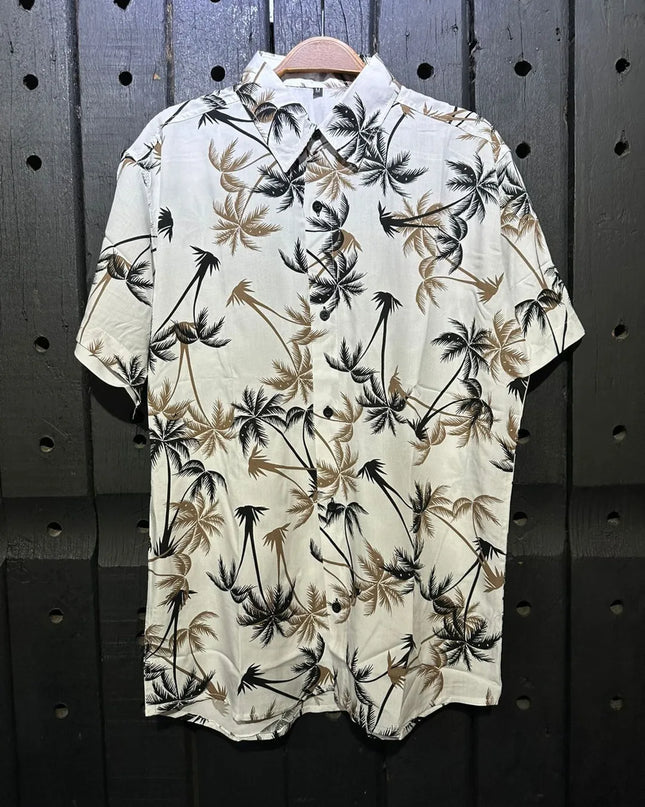 Camisa Floral Viscose Masculina Camisa Estampada Com Botão 466