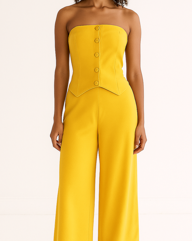 Conjunto de sutiã e calça casual estilo botão 21