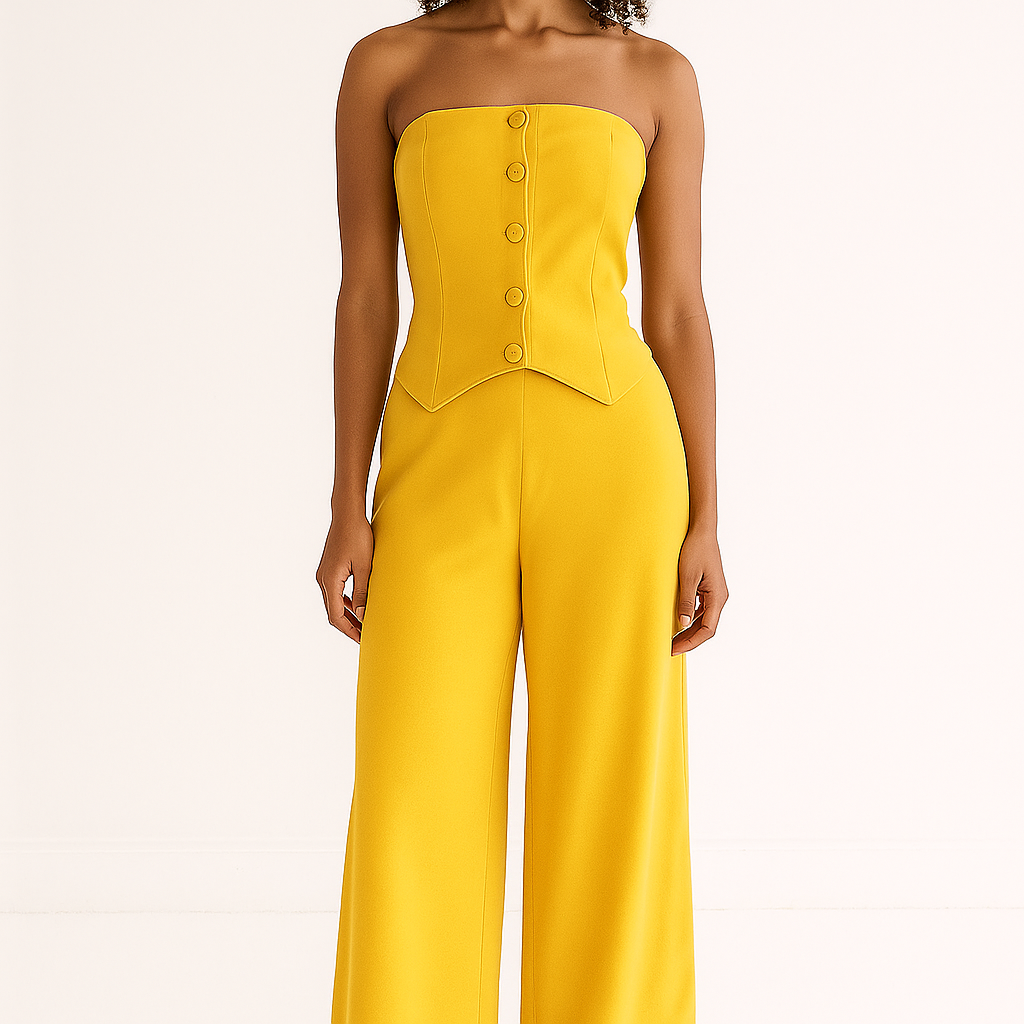 Conjunto de sutiã e calça casual estilo botão 21