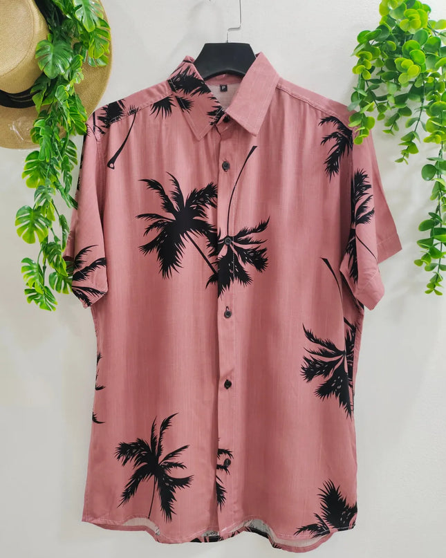 Camisa Floral Havaiana Praia Verão Masculino Manga Curta De Botão Tecido Viscose 477