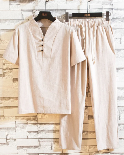 Men's 2 piece thin shirt and long pants set