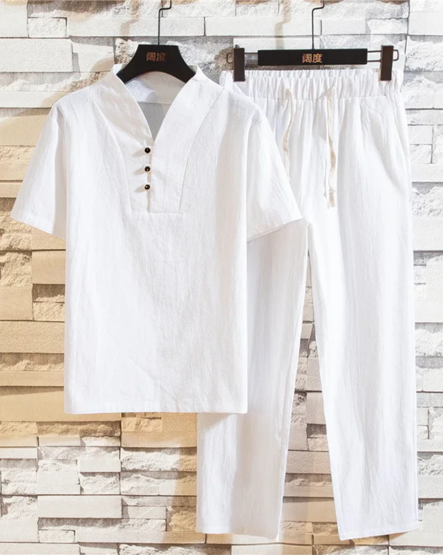 Men's 2 piece thin shirt and long pants set