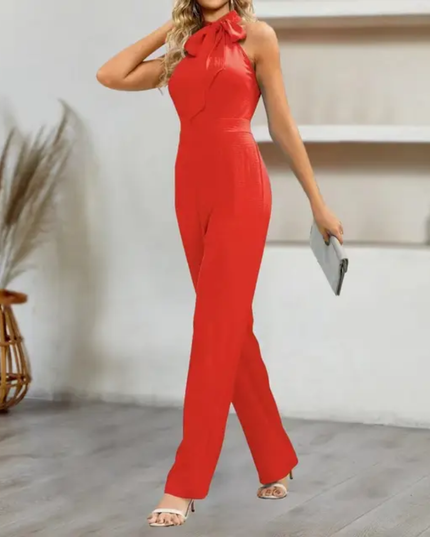 Macacão De Pescoço Halter Feminino, gola alta e cintura midi 527