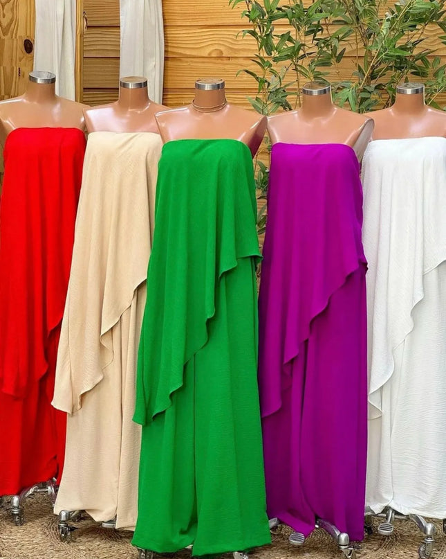 Macacão de perna larga de cor sólida 20