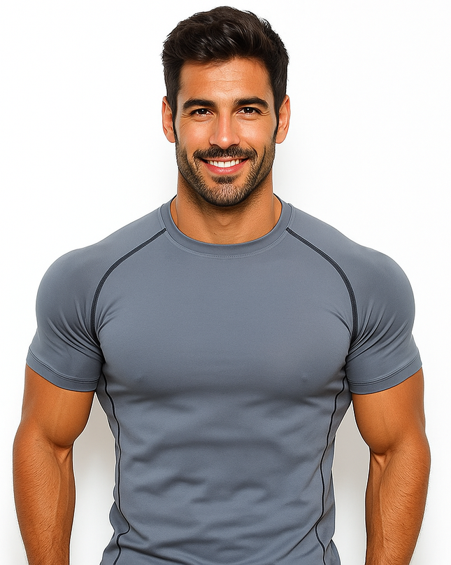 Camiseta fitness masculina elástica respirável slim fit 11