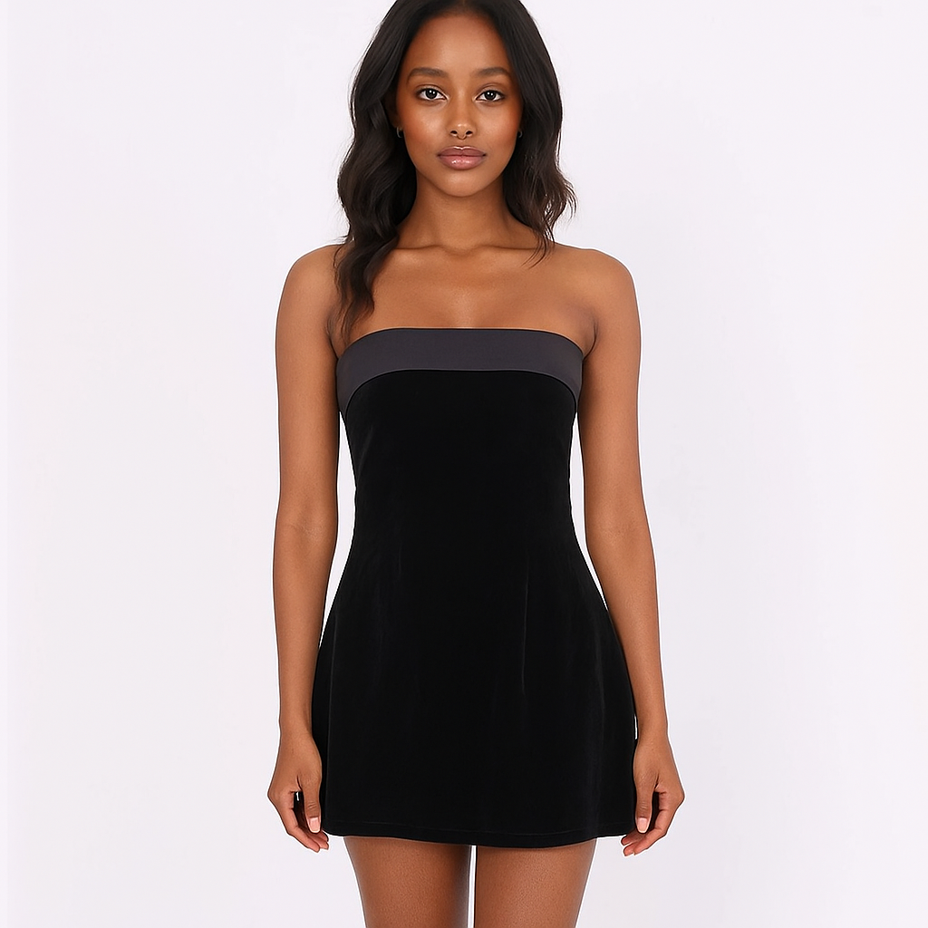 Vestido de festa curto com decote em V profundo 04