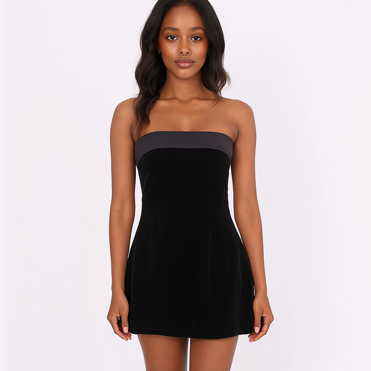 Vestido de festa curto com decote em V profundo 04