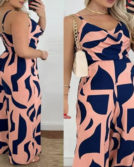 Summer strap sleeveless print Jumpsuit