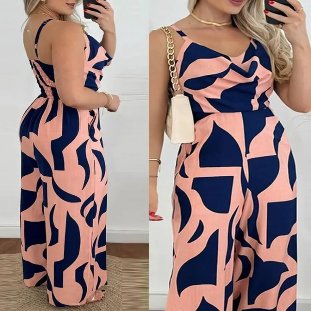 Summer strap sleeveless print Jumpsuit