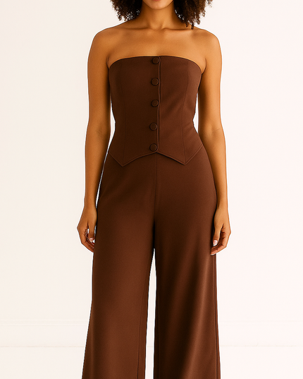 Conjunto de sutiã e calça casual estilo botão 21