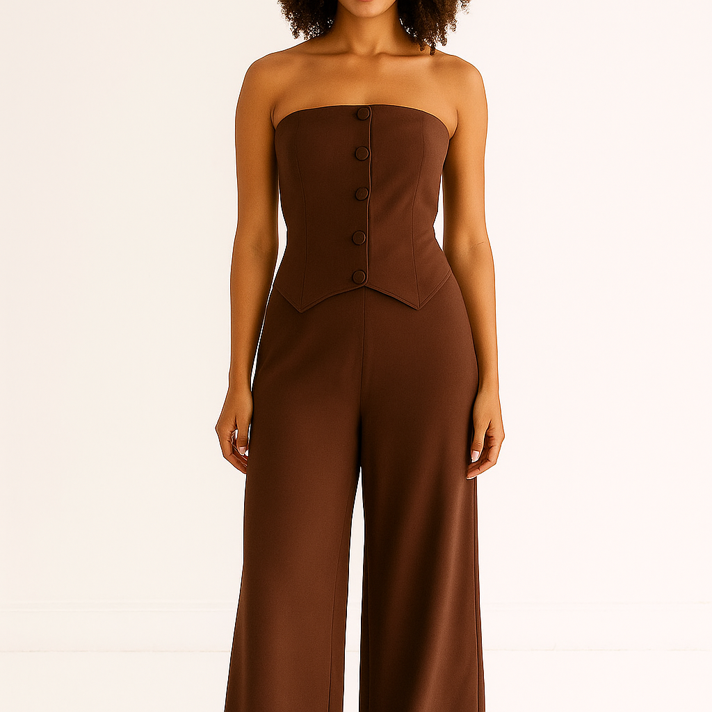 Conjunto de sutiã e calça casual estilo botão 21