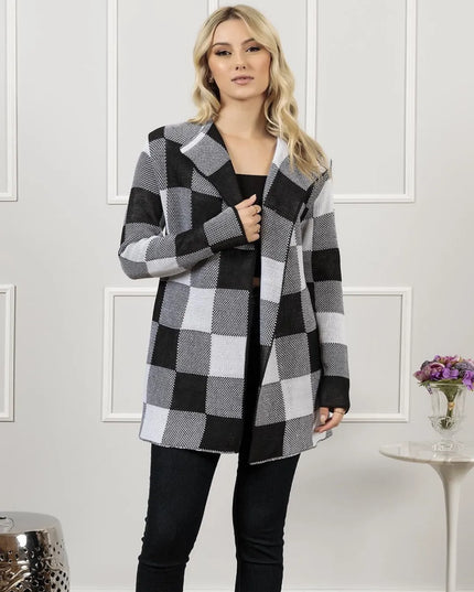 XADREZ de frio tricot lã cardigã inverno com capuz blusa moda feminina tricot linha KIMONO inverno Blusinha Manga longo 226