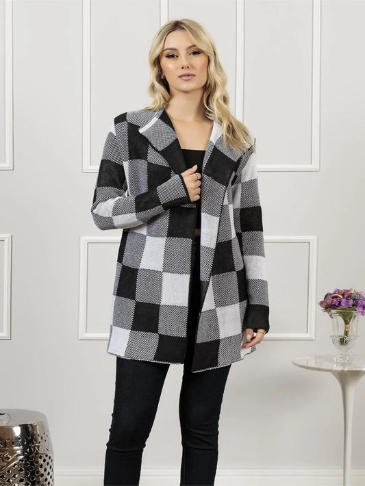 XADREZ de frio tricot lã cardigã inverno com capuz blusa moda feminina tricot linha KIMONO inverno Blusinha Manga longo 226