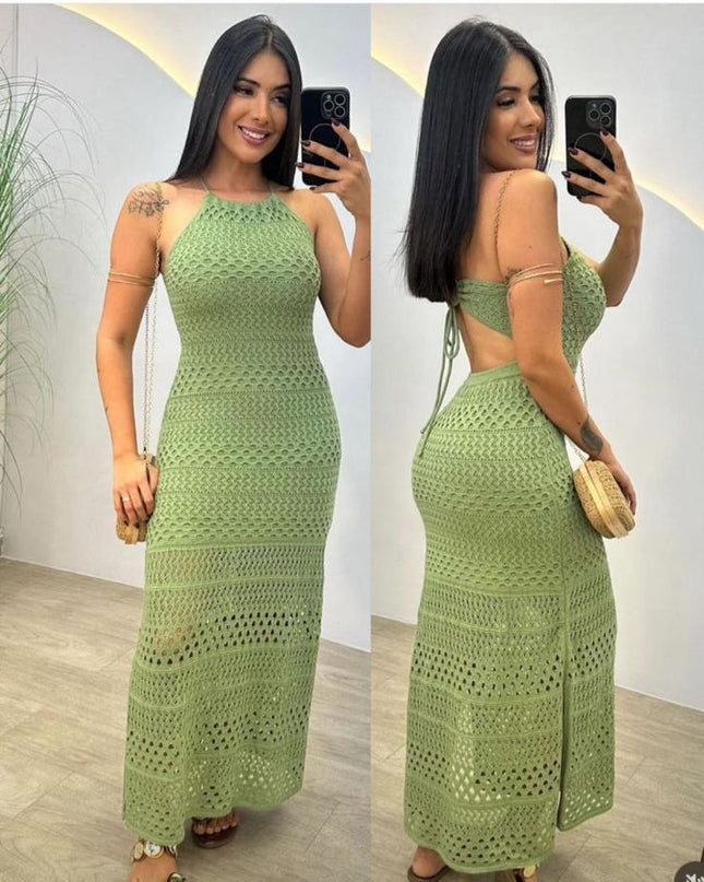 Vestido Feminino Forrado Moda Elegante Tricot Rendado Linha Luxo 482