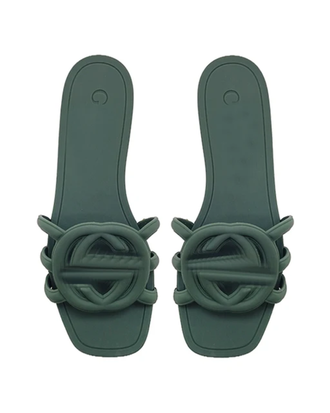 Chinelos femininos entrelaçados com uma palavra 08