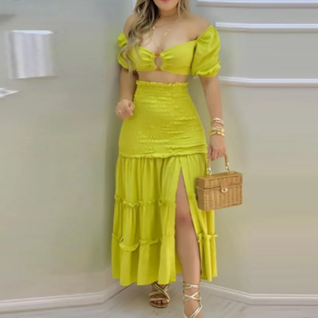 Estampa floral conjunto de duas peças para uma elegante viagem de verão para mulheres 195