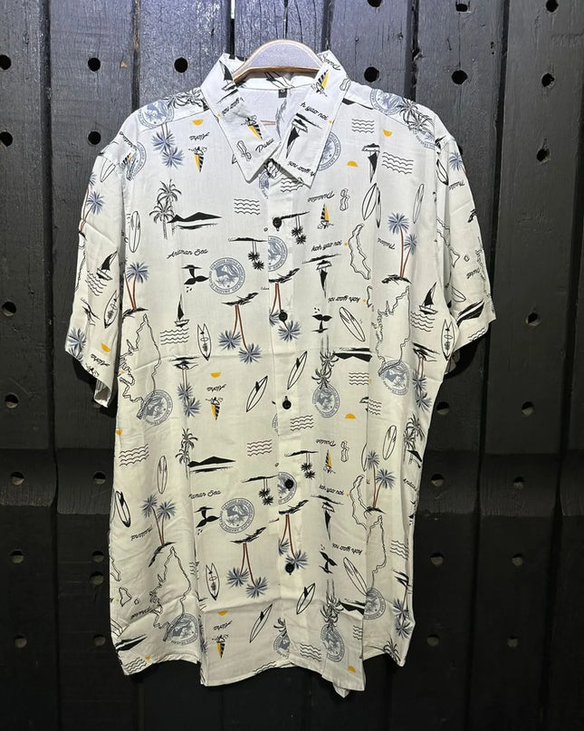 Camisa Floral Viscose Masculina Camisa Estampada Com Botão 466