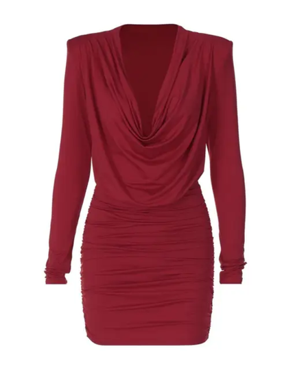 Pleated long sleeve short skirt dress