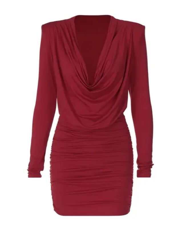 Pleated long sleeve short skirt dress