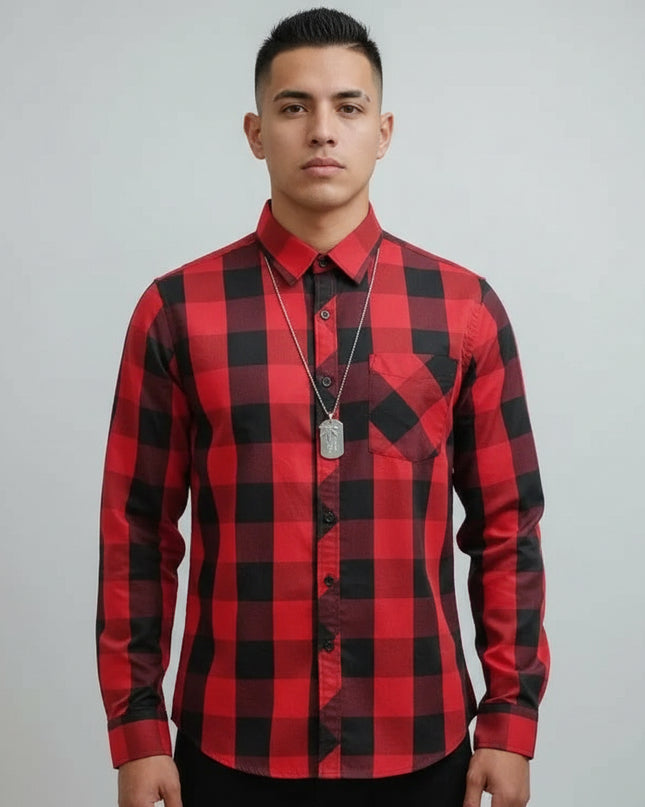 camisa social xadrez não amassa passa fácil fabrica 463