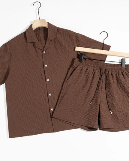 Conjunto 2 Peças: Camisa Texturizada e Shorts com Caimento Solto