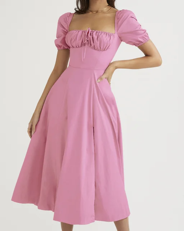 Nó Zíper Abertura lateral Busto Ruched sexy Vestido 111