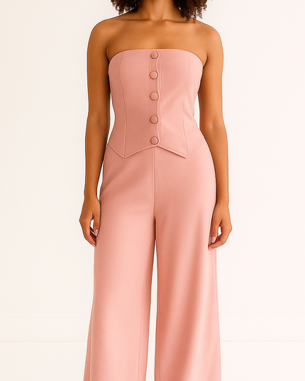 Conjunto de sutiã e calça casual estilo botão 21