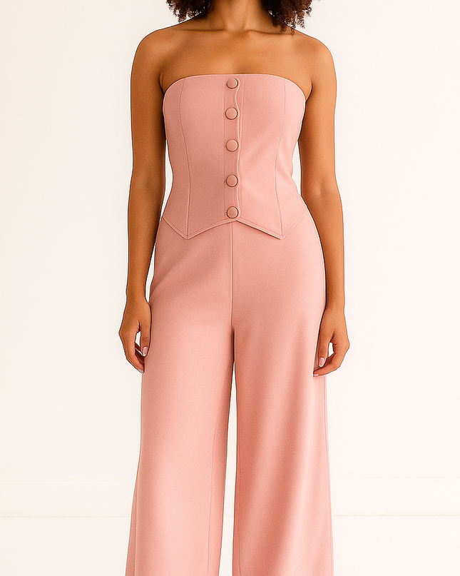 Conjunto de sutiã e calça casual estilo botão 21