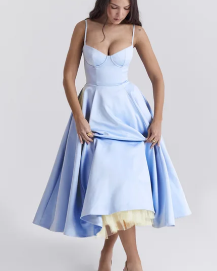 Vestido Longo de Tule Evasê Elegante para Mulheres, Adequado para Encontro Casual, Passeio, Festa Noturna 301