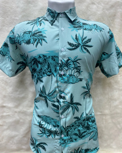 Camisa Floral Havaiana Praia Verão Masculino Manga Curta De Botão Tecido 467