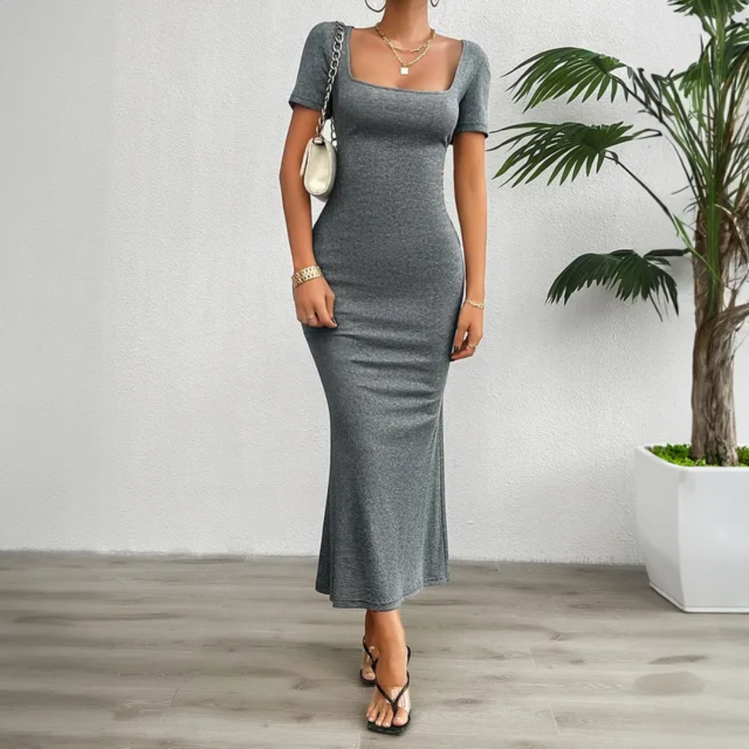 Gola Quadrada Bainha De Sereia Vestido Bodycon 149