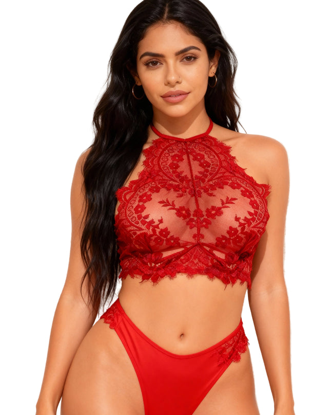 Conjunto de sutiã e calcinha bralette de renda 65