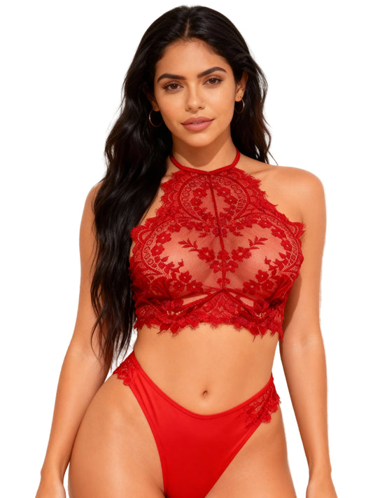 Conjunto de sutiã e calcinha bralette de renda 65
