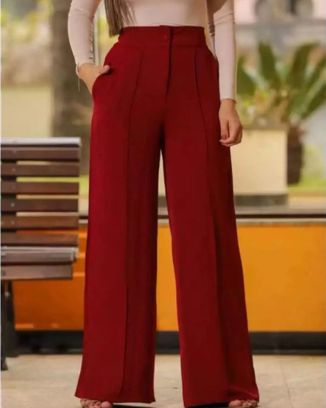 Calça Pantalona Tecido Duna com Zipere botão Forrado cintura alta social alfaiataria feminino mulher 510