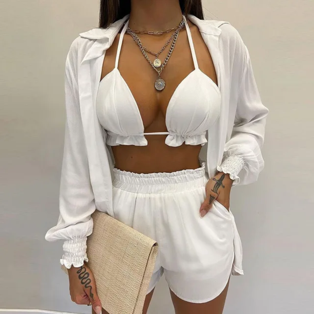 Conjunto De Três Peças (Kimono,Top E Short) 210