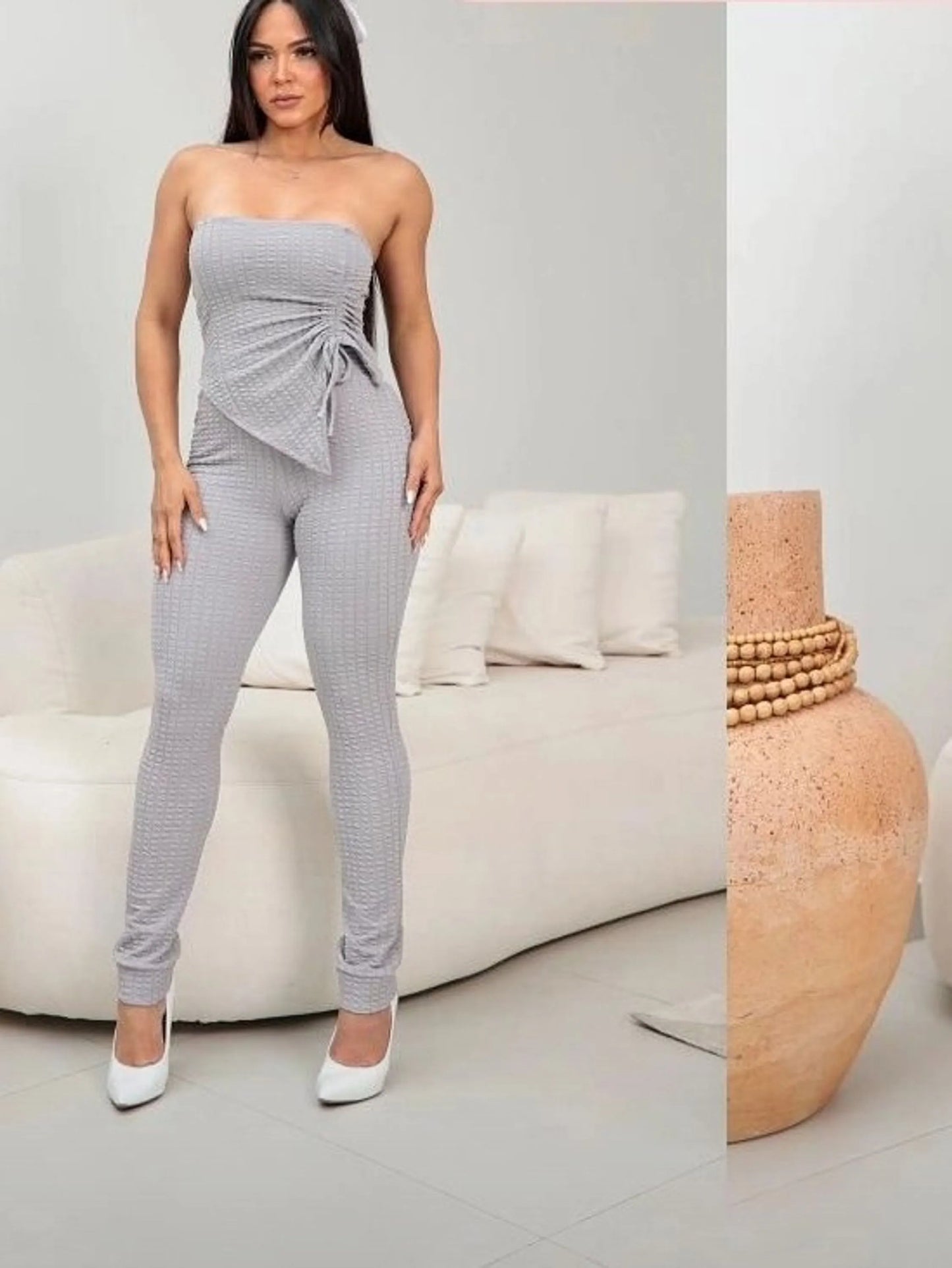 Conjunto de calça e blusa tomara que caia com bojo 95