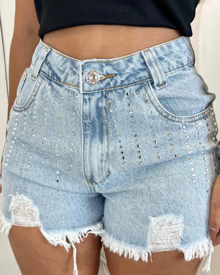 Short jeans brilho rasgada 330