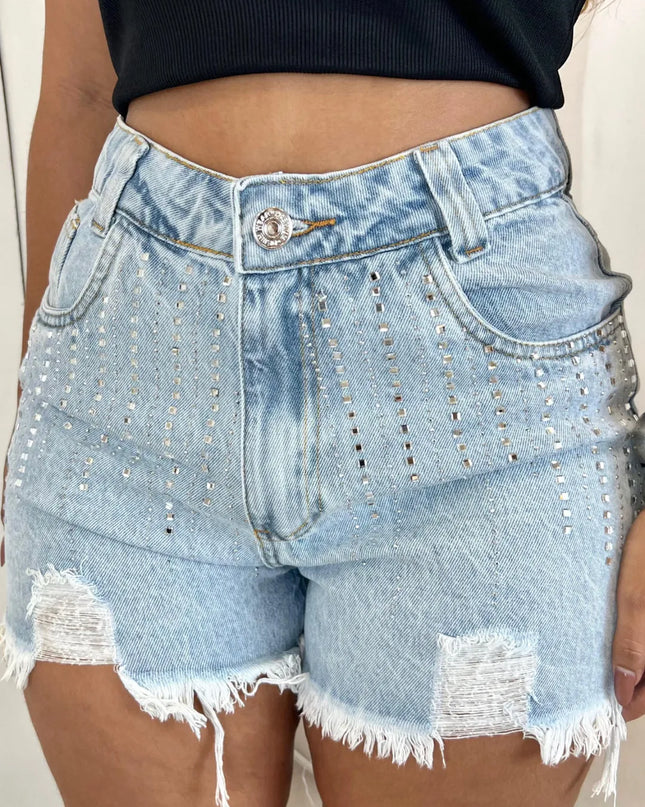 Short jeans brilho rasgada 330