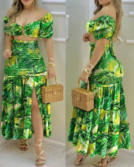 2 peças/Conjunto Top Regata de Textura de Verão para Mulheres com Laço Nas Costas e Saia 309