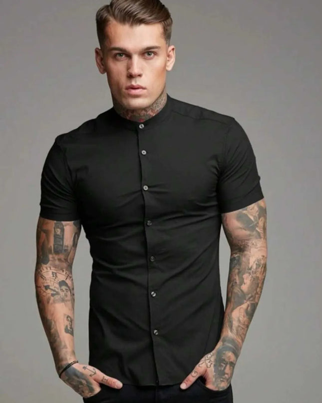 Camisa social masculina gola padre slim fit 255