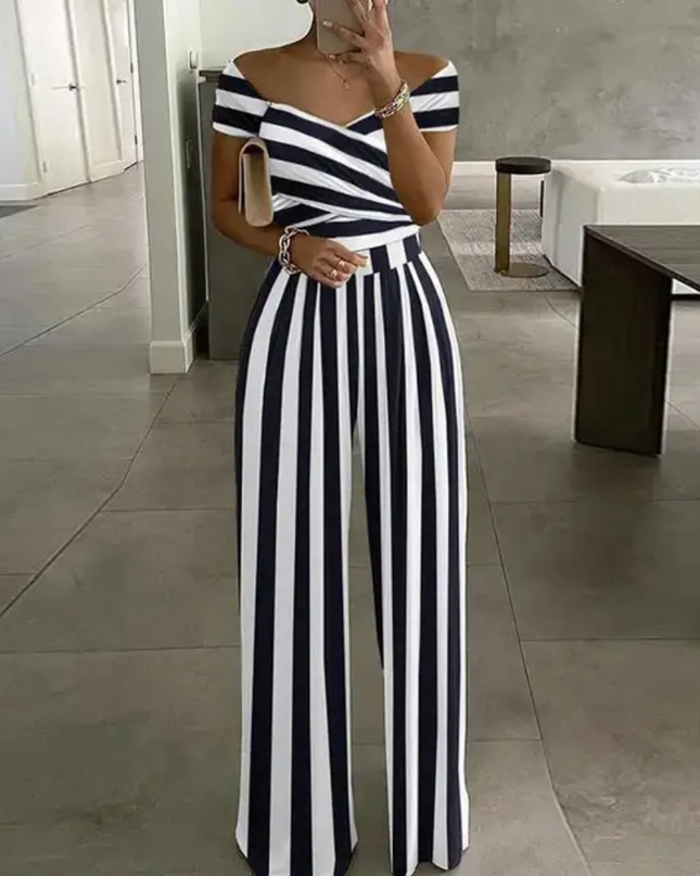 Macacão Floral com Decote em V para Mulheres, com Bolsos, Caimento Relaxado, Adequado 193