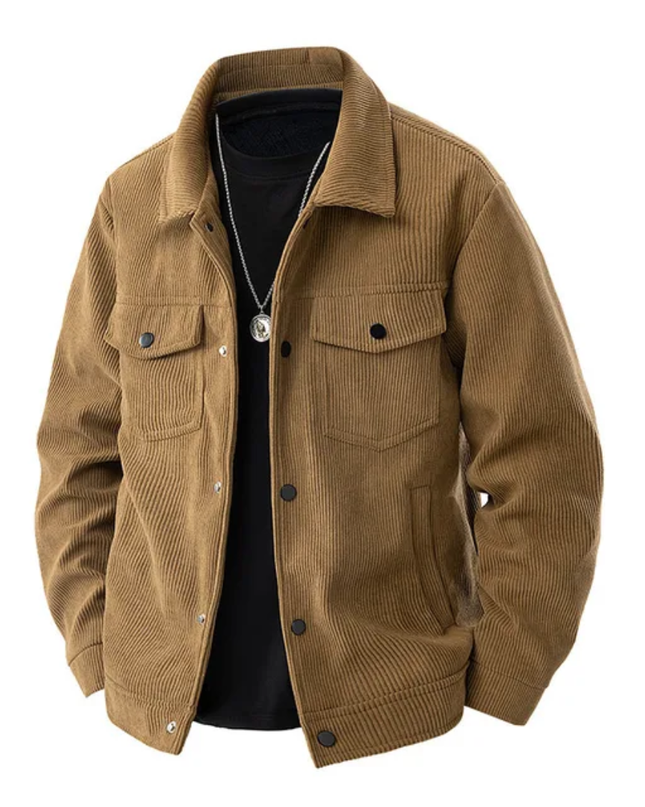 Jaqueta masculina com bolso e botão na lapela 16