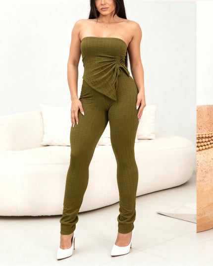 Conjunto de calça e blusa tomara que caia com bojo 95