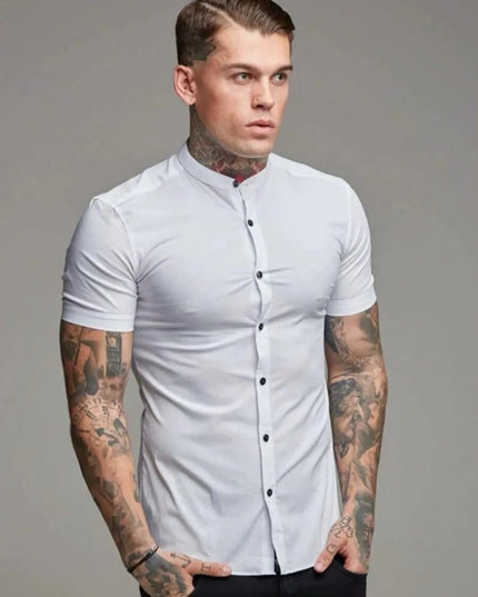 Camisa social masculina gola padre slim fit 255